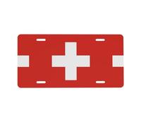 Swiss Flag License Plate.Aluminium, Waterproof Printed Car Sign, 1mm Thick