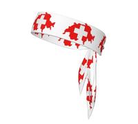 Swiss Flag Map Print Head Tie Headbands, Ninja Karate Tie, Athletic Sweatbands,Sweat Wicking Workout Head Band
