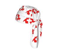 Swiss Flag Map Print Skull Headwrap Under Helmet Cycling Cap Lightweight Quick Dry Adult Gift One Size