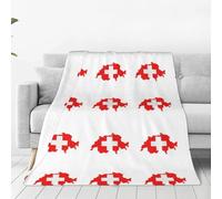 Swiss Flag Map Print Soft Warm Blankets Fleece Throw, Lightweight Flannel Fleece Blanket For Bed Sofa Couch