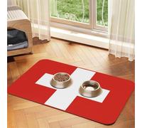 Swiss Flag Pet Water Absorbent Faux Leather Feeding Mat 40x60cm Non Slip Durable Mat for Cat and Dog Bowls