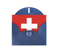 Swiss Flag Print Blank Note Card, All Occasion Holidays Greeting Card Blue | Premium Thank You Cards With Envelopes 4x6 Inch, Note Greeting Cards, For Wedding, Invitations, Diy Greeting Cardstock