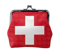 Swiss Flag print Cute Buckle Coin Purses Vintage Pouch Kiss lock Change Purse Wallets for Women Fashion, Black, One Size, Vintage