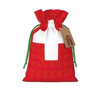 Swiss Flag Print Drawstring Gift Bags Packaging Party Candy Goodie Bag Xmas Presents Decor Holiday Giving