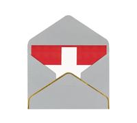 Swiss Flag Print Gold-Edged Pearl Paper Greeting Card w/Envelope - Holiday, Birthday, Valentine's Wedding