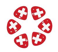 Swiss Flag print Guitar Picks 12PCS Mixed Gauges(0.46/0.71/0.96mm) with Case, for Guitar/Ukulele