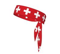 Swiss Flag Print Head Tie Headbands, Ninja Karate Tie, Athletic Sweatbands,Sweat Wicking Workout Head Band