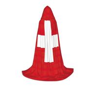 Swiss Flag print Hooded Cloak Long Hooded Cloak, Medieval Cape Renaissance Cloak for Halloween Costume