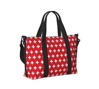 Swiss Flag Print Travel Duffle Bag,Handheld Shoulder Weekender Overnight Bag for Travel,Gym,Yoga