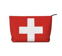 Swiss Flag Printed Corduroy Cosmetic Bag, Large Capacity Waterproof Travel toiletries Storage Bag