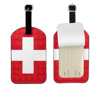 Swiss Flag Printed Leather Luggage Tag, Durable Baggage Identifier, Soft PU ID Label, for Business Travel