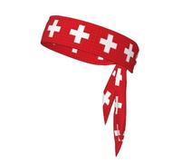 Swiss Flag Tennis Tie Headband Hair Band Unisex Dry Head Tie Sport Band for Basketball, Running, Tennis