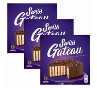 Swiss Gateau Milk Chocolate Sponge Cake 340g x3 - Rich & Moist Layer Pudding - Serves 6 - Ready to Eat Dessert with Welari Thank You Card | (3 Pack)