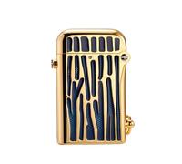 Swiss Luxury Retro Brass Kerosene Lighter, Automatic Ignition, Soft-Flame, Refillable, Safety Lock, Inlaid, Electroplated, Men’s Present for Husband, Collectible, Thorens Gen2 Double Claw Blue Stripes