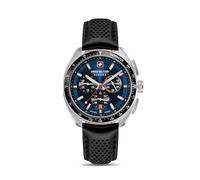 Swiss Military Black Color Genuine Leather PRO Leather Strap Watch with Blue DIAL Dial