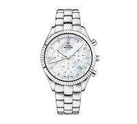 Swiss Military by Chrono SM30207.02 Women's Watch Chronograph Quartz Movement with Stainless Steel Metal Strap Analogue Women's Watch Silver, Bracelet