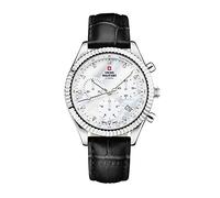 Swiss Military by Chrono SM30207.05 Women's Watch Chronograph Quartz Movement with Leather Strap Analogue Women's Watch Silver, Strap.