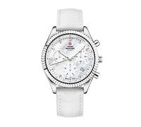 Swiss Military by Chrono SM30207.06 Women's Watch Chronograph Quartz Movement with Leather Strap Analogue Women's Watch Silver, Strap.