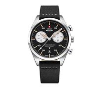 Swiss Military by Chrono SM34090.03 Men's Watch Chronograph Quartz Movement with Leather Strap Analogue Men's Watch Silver, Strap.