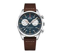 Swiss Military by Chrono SM34090.04 Men's Watch Chronograph Quartz Movement with Leather Strap Analogue Men's Watch Silver, Strap.