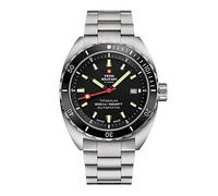 Swiss Military by Chrono SMA34100.01 Men's Watch Automatic Movement with Titanium Metal Strap Analogue Men's Watch Silver Black, black, Minimalist