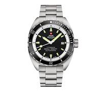 Swiss Military by Chrono SMA34100.02 Men's Watch Automatic Movement with Titanium Metal Strap Analogue Men's Watch Silver Black, black, Minimalist