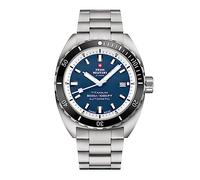 Swiss Military by Chrono SMA34100.03 Men's Watch Automatic Movement with Titanium Metal Strap Analogue Men's Watch Silver Blue, black, Minimalist