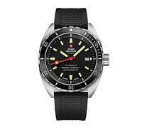 Swiss Military by Chrono SMA34100.06 Men's Watch Titanium Automatic Movement with Rubber Strap Analogue Men's Watch Silver Black, black, Minimalist