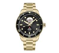 Swiss Military by Chrono SMA34106.14 Men's Watch Automatic Movement with Stainless Steel Metal Strap Analogue Men's Watch Gold