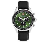 Swiss Military Hanowa Afterburn Chrono Men's Watch with Genuine Leather Strap or Metal Strap Date Sapphire Glass, Green/Black Leather Strap