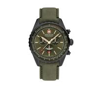 Swiss Military Hanowa Afterburn Chrono Men's Watch with Genuine Leather Strap or Metal Strap Date Sapphire Glass, Green, One Size, Classic