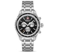 Swiss Military Hanowa Afterburn Chrono Men's Watch with Genuine Leather Strap or Metal Strap Date Sapphire Glass, Black / silver / metal strap