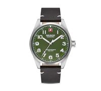 Swiss Military Hanowa For Men Falcon Watch, With Dark Brown Genuine Leather Strap 42 MM Green, Green, 42 mm, strap