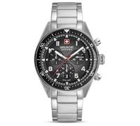 Swiss Military Hanowa Greyhound Chrono Men's Watch 43 mm Diameter with Leather Strap or Metal Strap and Sapphire Glass, Black / metal strap, Bracelet