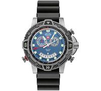 Swiss Military Men's Navy 45mm Black Rubber Band Titanium Case Swiss Quartz Blue Dial Analog Watch 24821