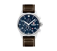 Swiss Military SMWGC0000402 Men's Analogue Quartz Watch with Leather Strap, Black, Standard Size, Strap.