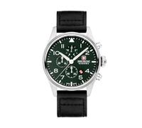Swiss Military SMWGC0000405 Men's Analogue Quartz Watch with Leather Strap, Black, Standard Size, Strap.