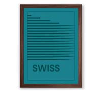 Swiss Modernism Minimalist Framed Wall Art Print A3 (42×29.7cm) Walnut, Wall Decor for Living Room, Bedroom, Office & Home, Ready to Hang, Art Gift