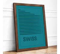 Swiss Modernism Minimalist Framed Wall Art Print A3 Walnut