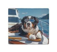Swiss Mountain Dog Ocean Boat Time Bifold Wallet Front Pocket with Money and Credit Card Holder for Men Women
