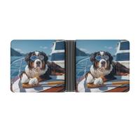 Swiss Mountain Dog Ocean Boat Time Printed Bifold Wallet with Hidden Compartments Pocket Money and Credit Card Holder for Men Women