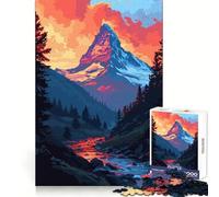 Swiss Mountain Pixel Art Jigsaw Puzzle 1000 Piece for Teenagers Brain Stimulation Happy Idle Time Premium Cut (50x75cm)