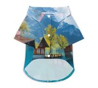 Swiss Mountains Lake Cherry Flowers Dog Shirts Summer Pet Clothes Comfort T-Shirts Short Sleeveless Top for Cats Dogs L