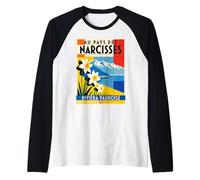Swiss Narcissus Lake Geneva Vaud Riviera Raglan Baseball Tee
