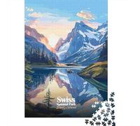 Swiss National Park, Switzerland Landscape Jigsaw Puzzle 1000 Pieces, Historic Square Architecture, Thick Cardboard Pieces for Travel Lovers, Mindful Activity, Gift Idea, 52x38cm/1000pcs