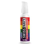 Swiss Navy Silicone Lubricant Pride Edition, 118 ml / 4 fl oz | Long-lasting, unscented silicone lubricant with vitamin E and a practical pump