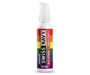 Swiss Navy Silicone Lubricant Pride Edition, 118 ml / 4 fl oz | Long-lasting, unscented silicone lubricant with vitamin E and a practical pump