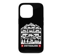Swiss Papercut folk art cows coming down from the Alps Case for iPhone 13 Pro