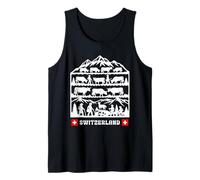 Swiss Papercut Folk Art Cows Coming Down from the Alps Tank Top