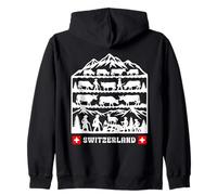 Swiss Papercut folk art cows coming down from the Alps Zip Hoodie